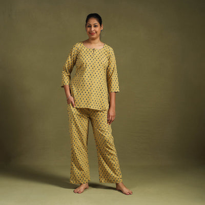 Buy Cotton Ajrakh Block Print Night Suit Set
