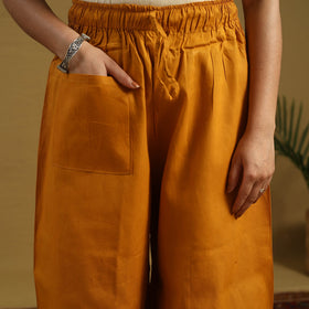 Buy Orange Cotton Bengal Kantha Hand Embroidery Palazzo