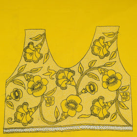 Yellow Cotton Bengal Kantha Stitch Blouse Piece 