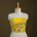 Yellow Cotton Bengal Kantha Stitch Blouse Piece 