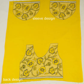 Yellow Cotton Bengal Kantha Stitch Blouse Piece 