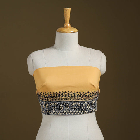 Yellow Cotton Bengal Kantha Stitch Blouse Piece 