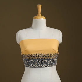 Yellow Cotton Bengal Kantha Stitch Blouse Piece 