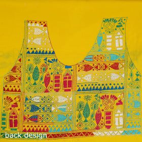 Yellow Cotton Bengal Kantha Stitch Blouse Piece 