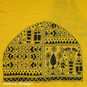 Yellow Cotton Bengal Kantha Stitch Blouse Piece 