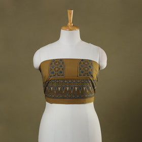 Yellow Block Print Cotton Ajrakh Blouse Piece