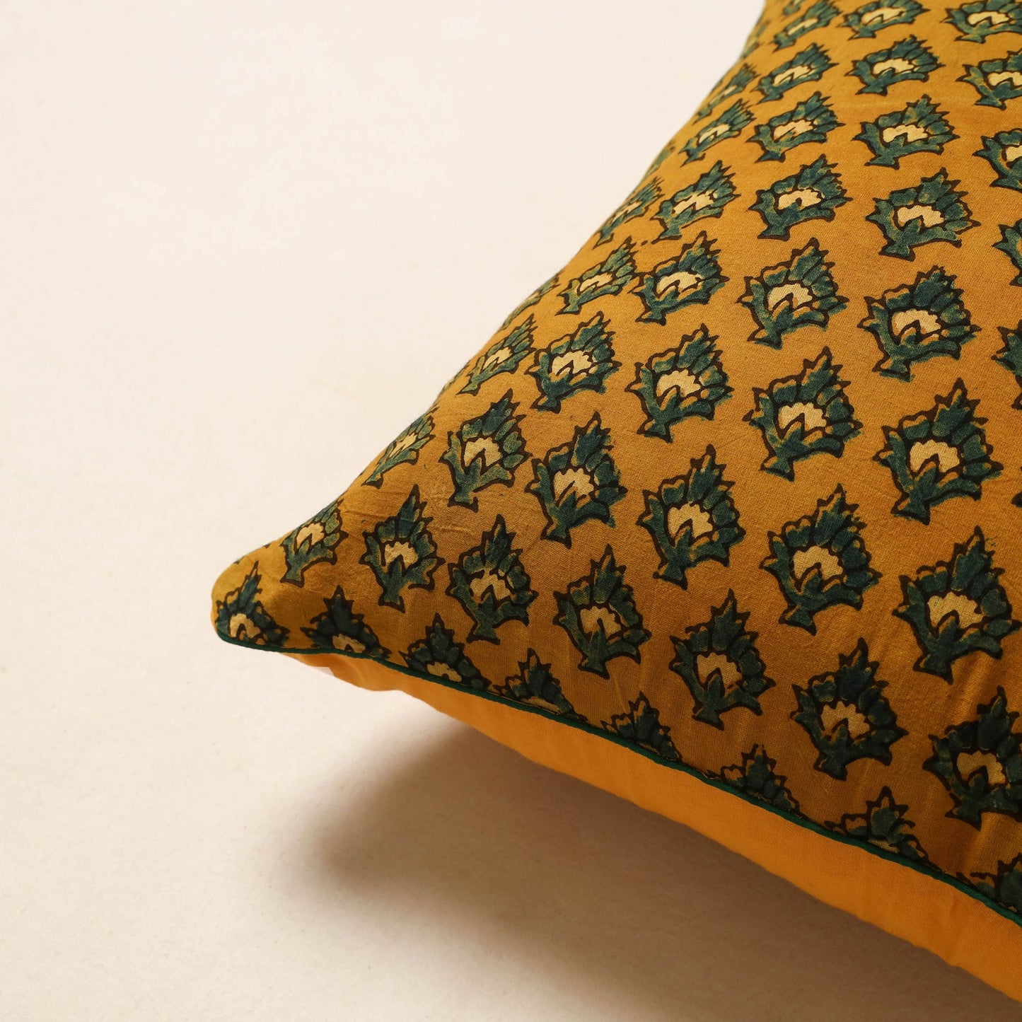 Yellow - cotton cushion cover 36 - handcrafted