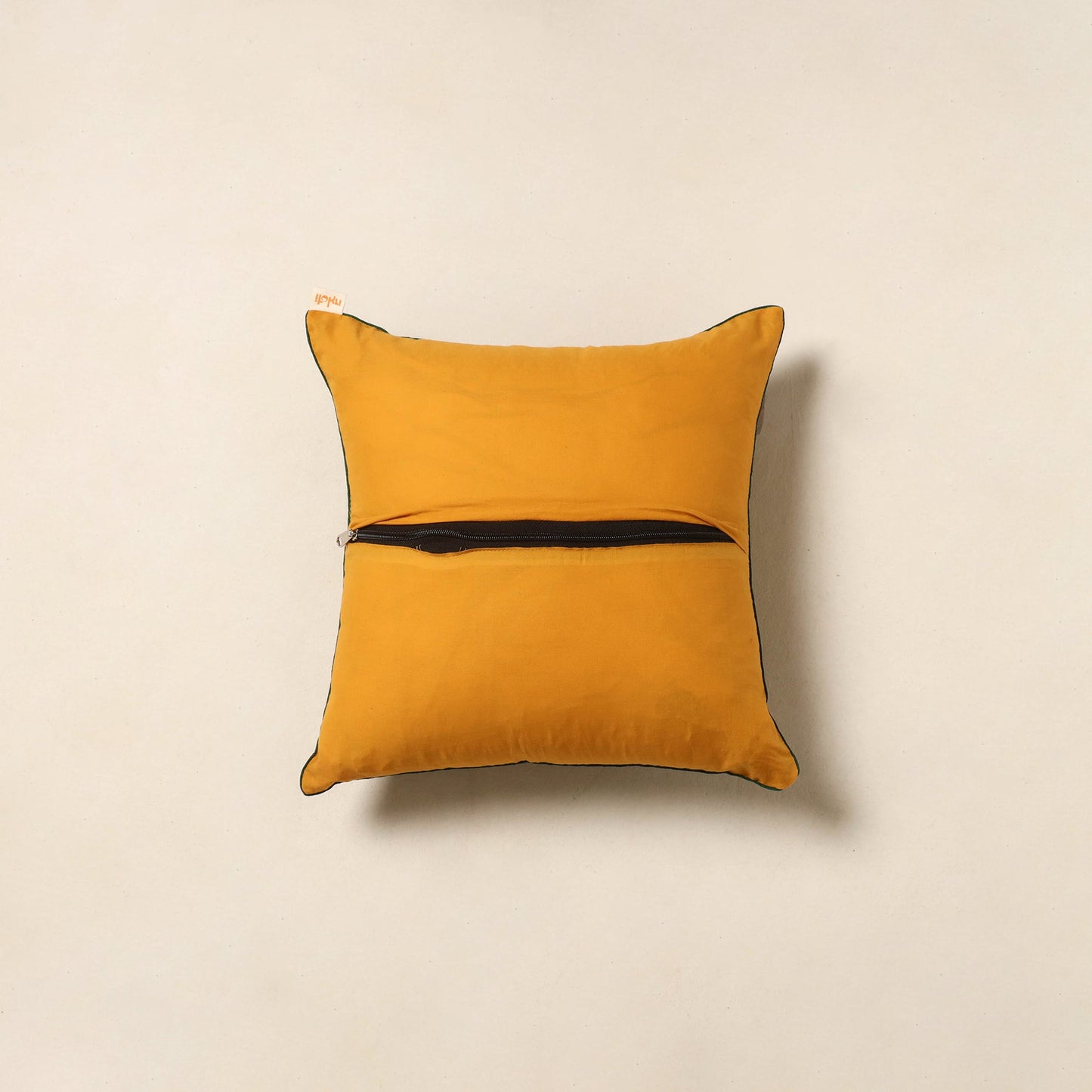 Yellow - cotton cushion cover 36 - handcrafted