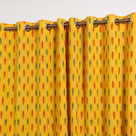 Yellow - cotton door pochampally ikat curtain (7 x 3 feet)
