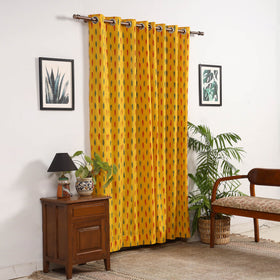 Yellow - cotton door pochampally ikat curtain (7 x 3 feet)