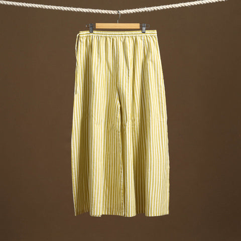 Yellow - cotton flared jacquard weave palazzo 03