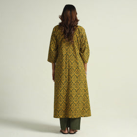 Block Print Cotton Flared Ajrakh Kurta with Palazzo Set
