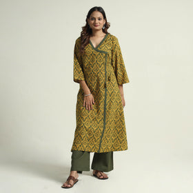  Block Print Cotton Flared Ajrakh Kurta with Palazzo Set