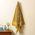 Yellow Block Print Cotton Ajrakh Handloom Towel