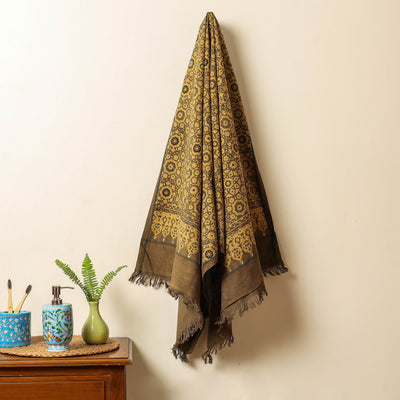 Buy Block Print Cotton Ajrakh Handloom Towel