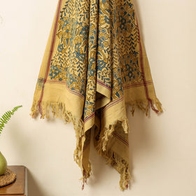 Yellow Block Print Cotton Ajrakh Handloom Towel