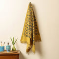 Yellow Block Print Cotton Ajrakh Handloom Towel