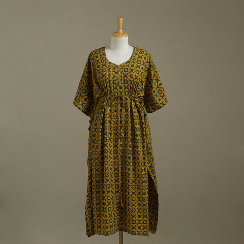 Yellow - cotton kaftan (long) 86 - handcrafted