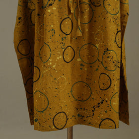 Yellow Ajrakh Block Print Cotton Kaftan (Long)