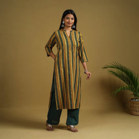  Maroon Block Print Cotton Ajrakh Kurta Set with Dupatta