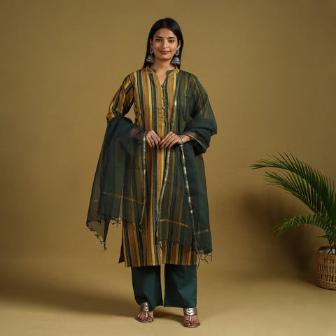  Maroon Block Print Cotton Ajrakh Kurta Set with Dupatta