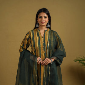  Maroon Block Print Cotton Ajrakh Kurta Set with Dupatta