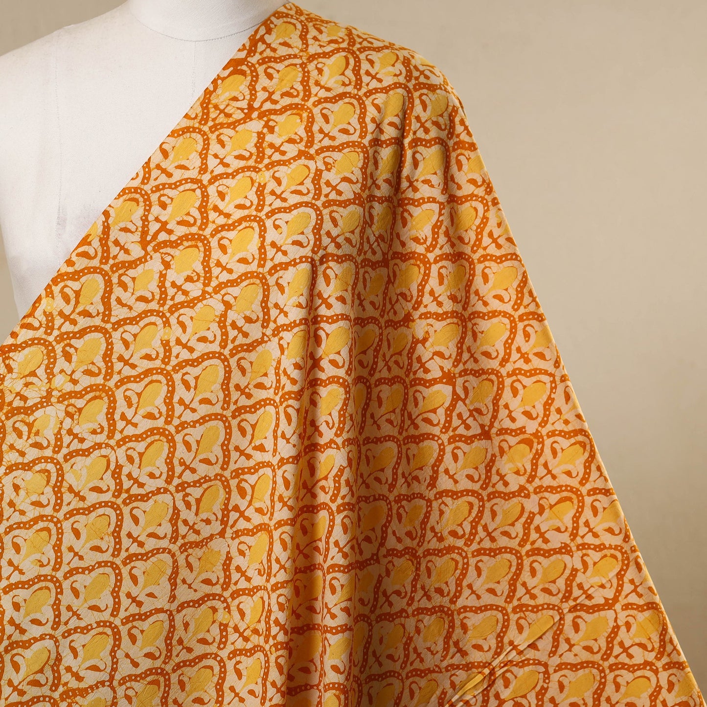 Yellow - cotton kutch batik fabric 07 - handcrafted