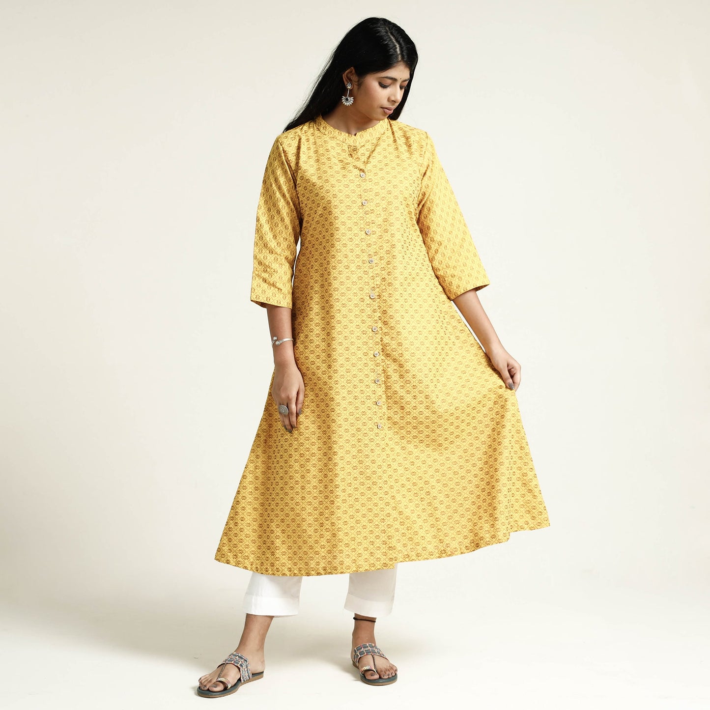 Buy Cotton A-Line Jacquard Kurta for Women