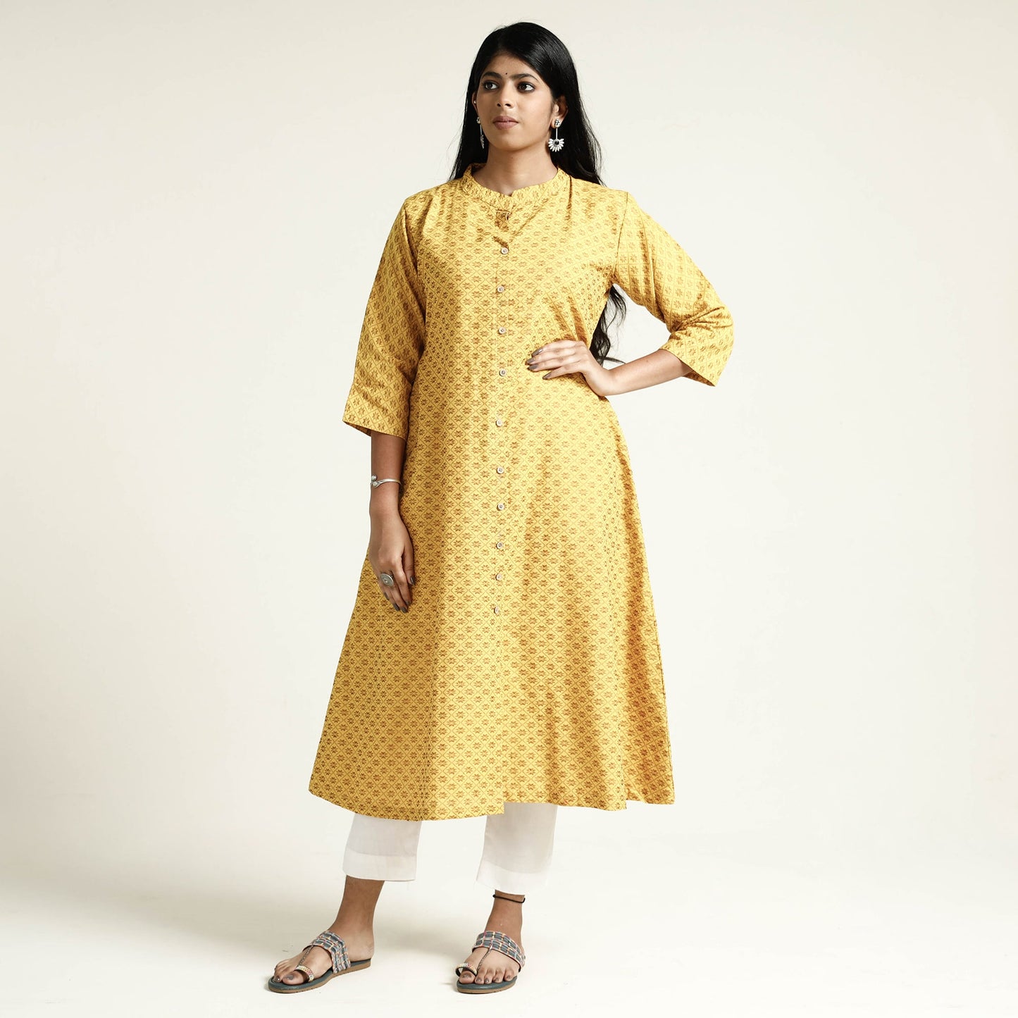 Buy Cotton A-Line Jacquard Kurta for Women