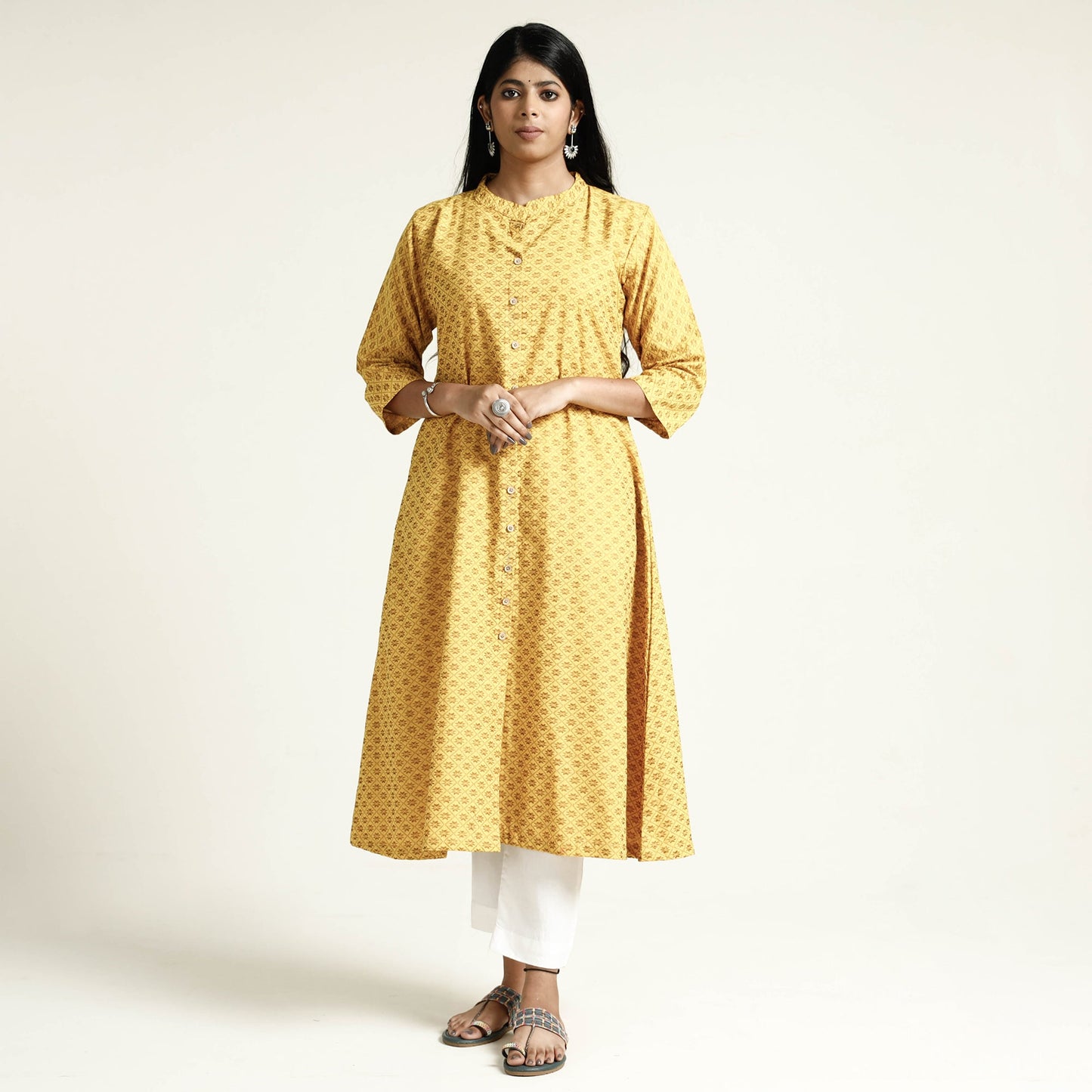 Buy Cotton A-Line Jacquard Kurta for Women