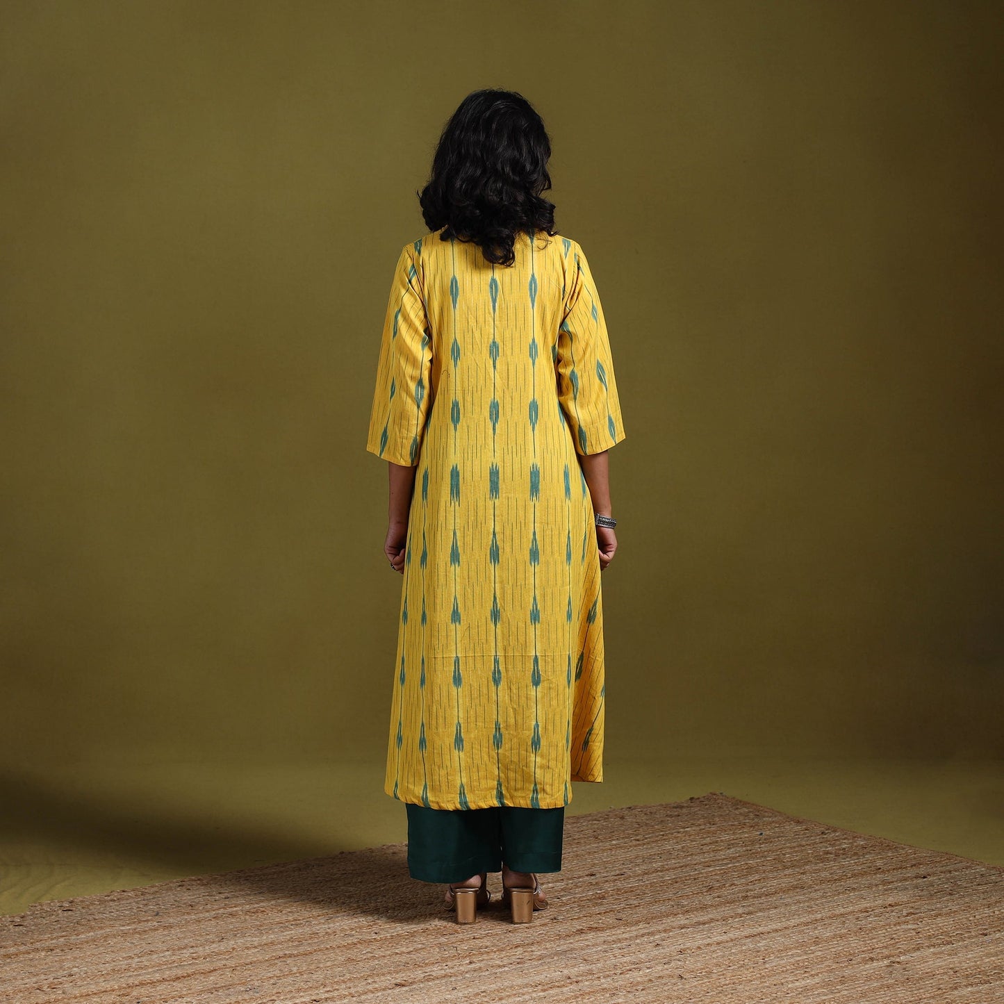 Cotton a-line pochampally ikat kurta for women 10