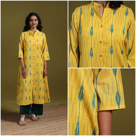 Cotton a-line pochampally ikat kurta for women 10