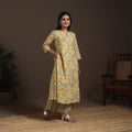 Yellow - cotton a-line sanganeri kurta 04 - handcrafted