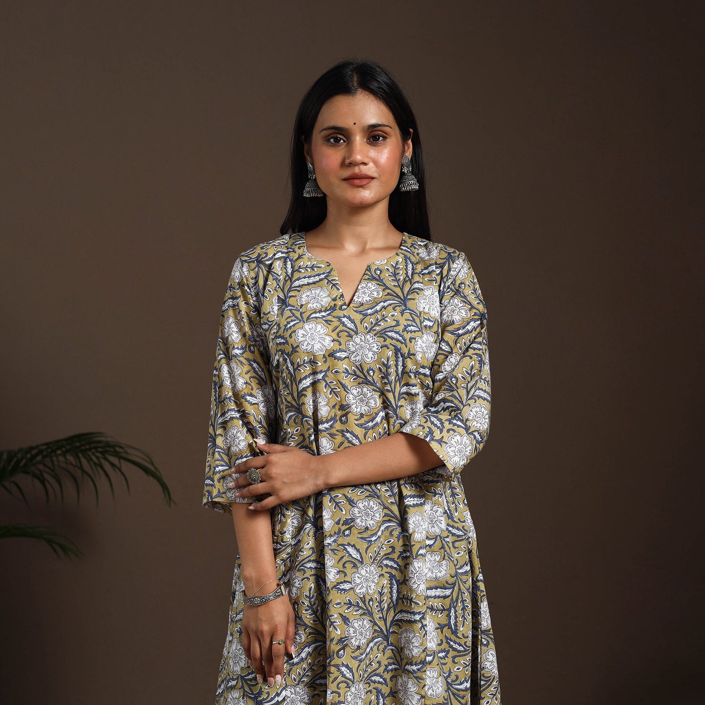 Yellow - cotton a-line sanganeri kurta 10 - handcrafted