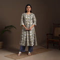 Yellow - cotton a-line sanganeri kurta 10 - handcrafted