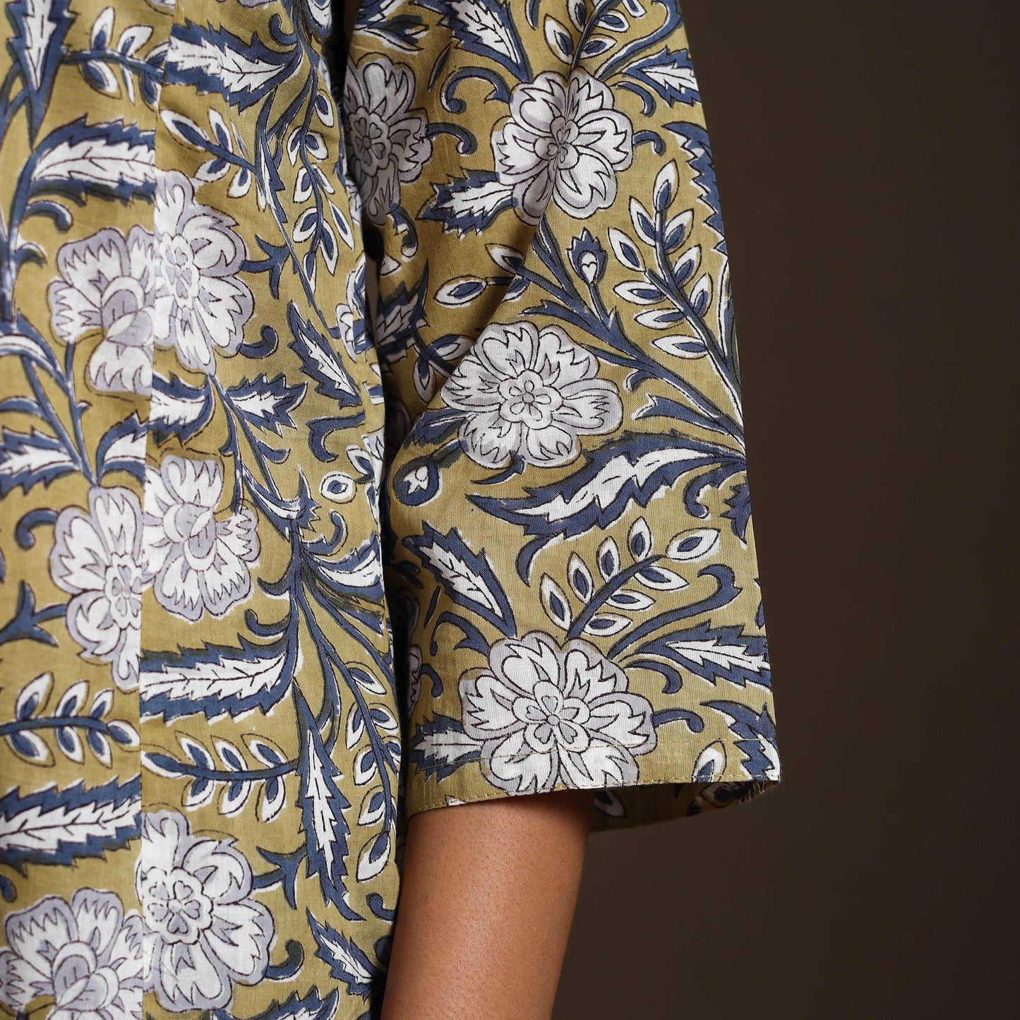 Yellow - cotton a-line sanganeri kurta 10 - handcrafted