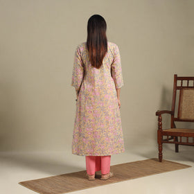 Yellow - cotton a-line sanganeri kurta 12 - handcrafted