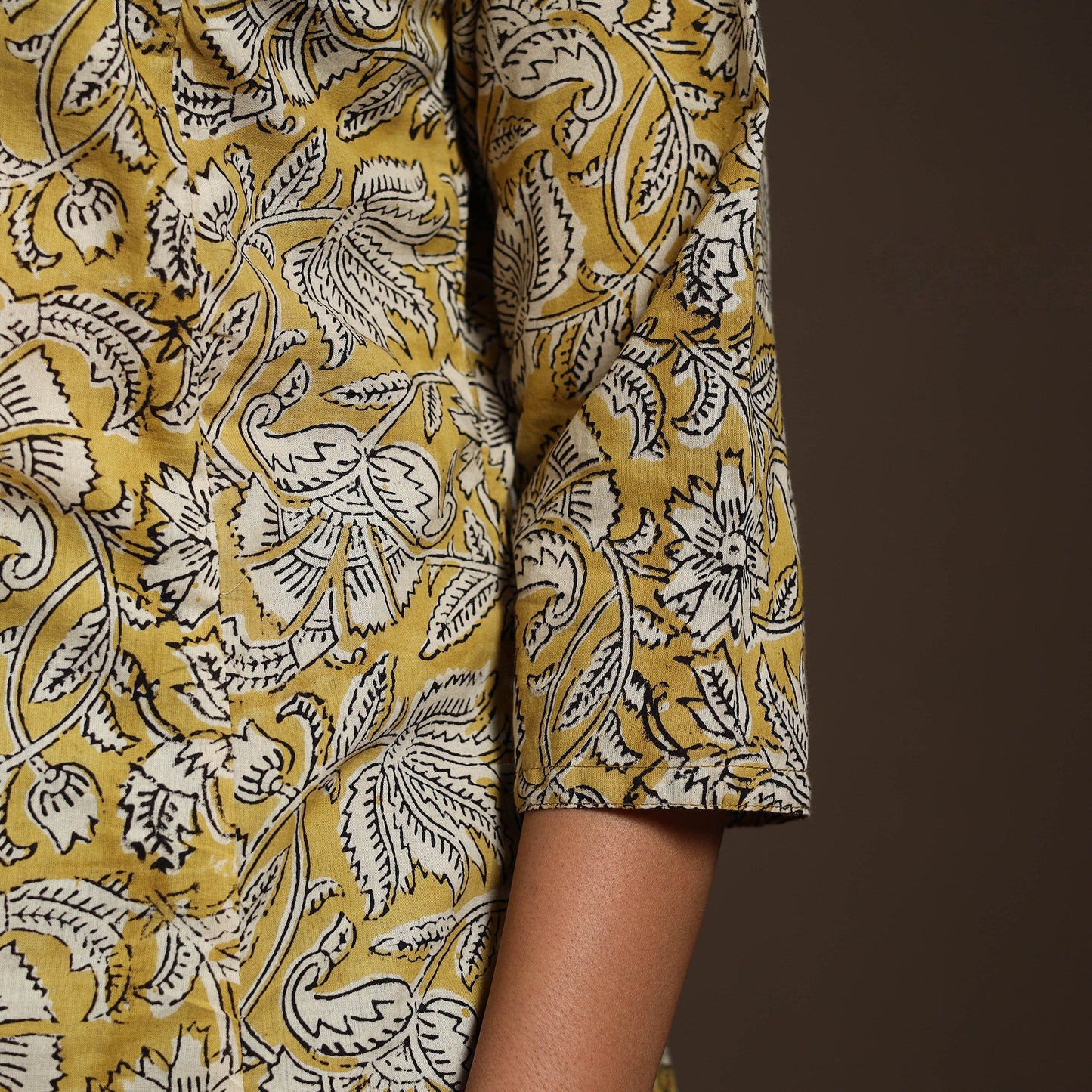 Yellow - cotton a-line sanganeri kurta 13 - handcrafted