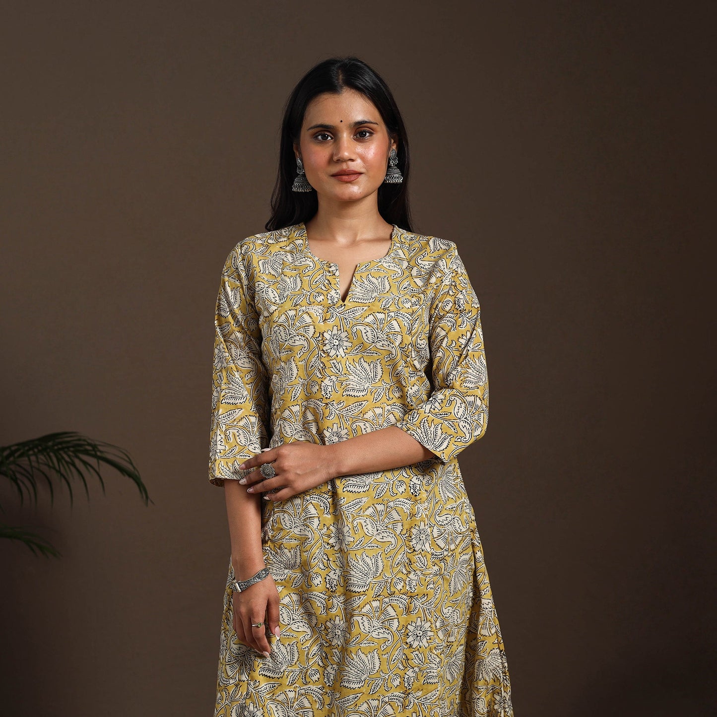 Yellow - cotton a-line sanganeri kurta 13 - handcrafted