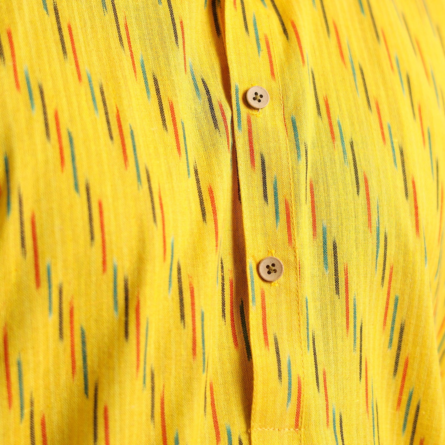 Buy Yellow Cotton Long Pochampally Ikat Kurta for Men