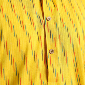 Buy Yellow Cotton Long Pochampally Ikat Kurta for Men