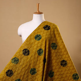 Yellow Block Print Cotton Natural Dyed Ajrakh Fabric