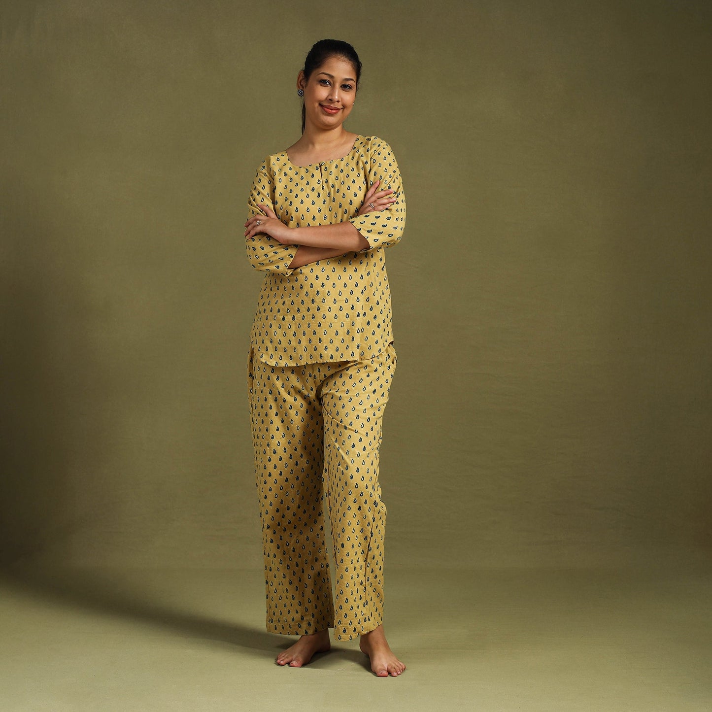 Buy Cotton Ajrakh Block Print Night Suit Set