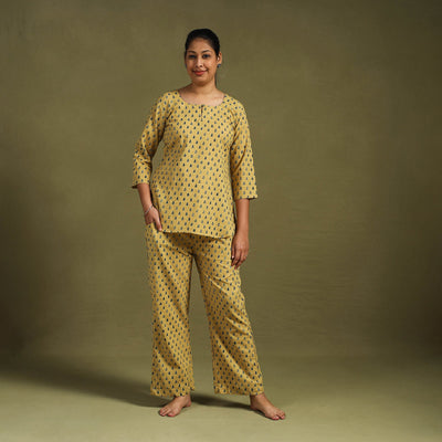 Buy Cotton Ajrakh Block Print Night Suit Set