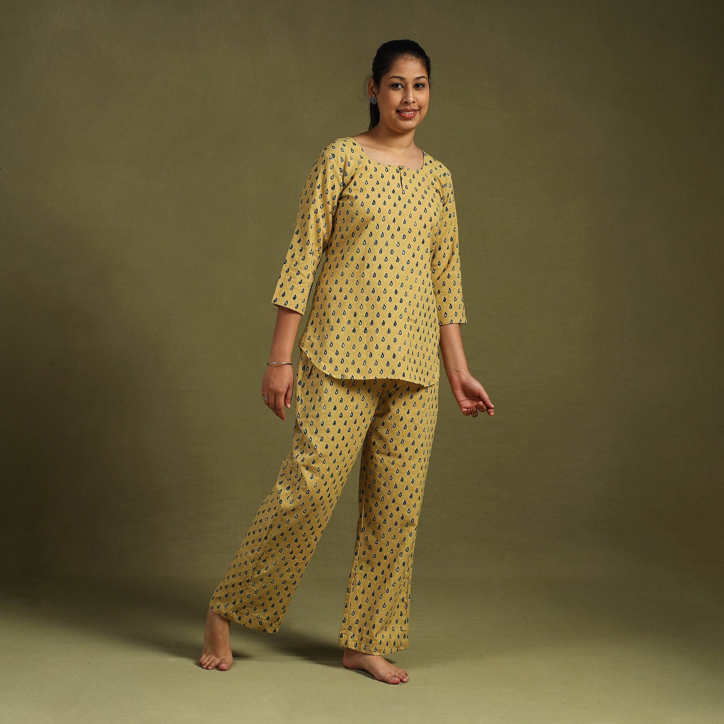 Buy Cotton Ajrakh Block Print Night Suit Set