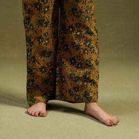 Yellow Cotton Ajrakh Block Print Night Suit Set