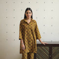Buy Yellow Cotton Ajrakh Block Print Night Suit Set