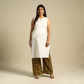 Yellow Block Print Cotton Ajrakh Palazzo