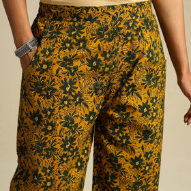 Yellow Block Print Cotton Ajrakh Palazzo