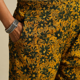 Yellow Block Print Cotton Ajrakh Palazzo